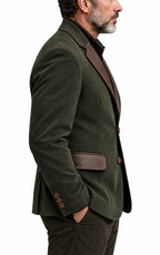 Luxury Olive Suede & PU Leather Blazer – Italian Vega® Signature