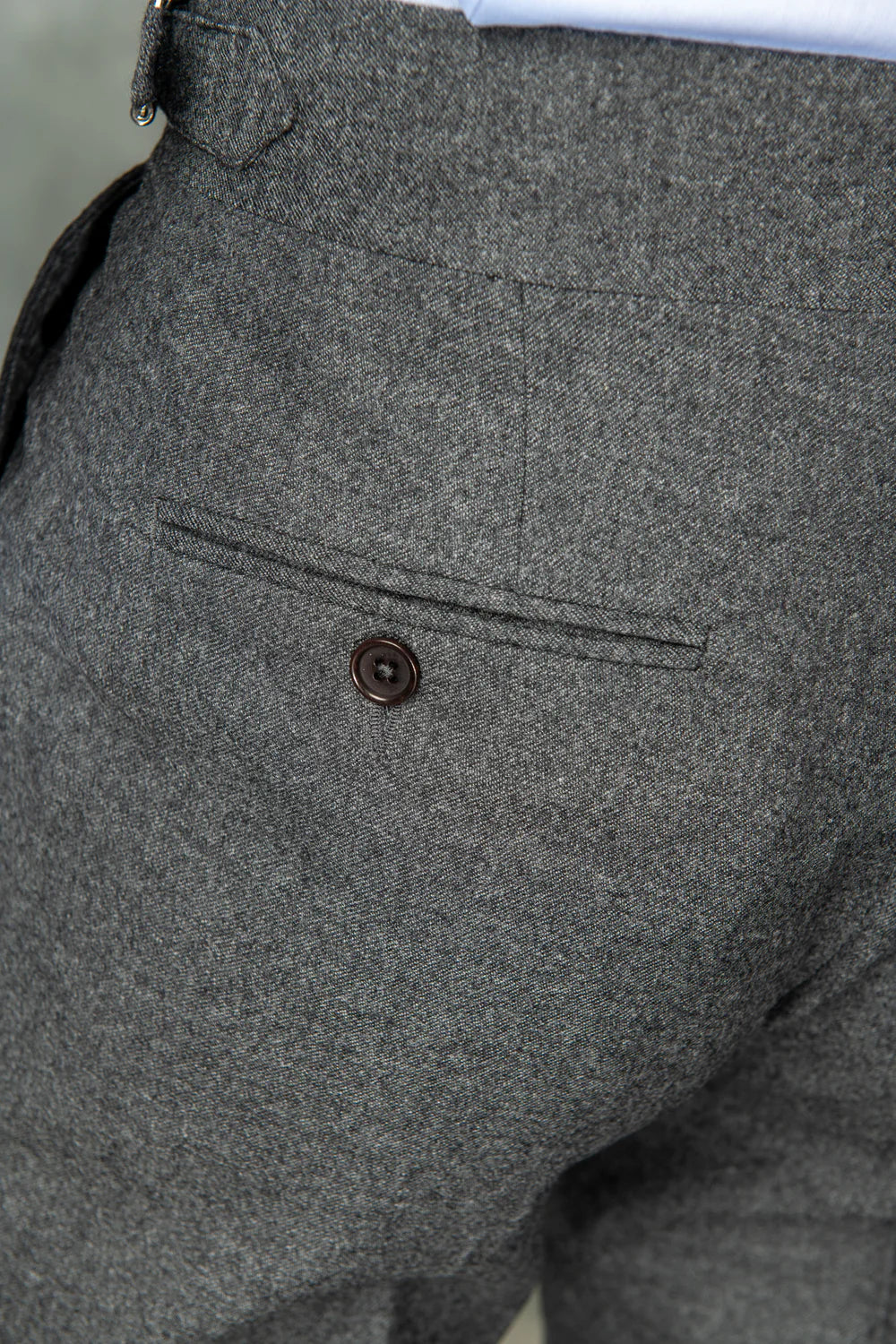 Old Money White Shirt with Anthracite Flannel Signature Buttoned Gurkha Pant by ITALIAN VEGA®