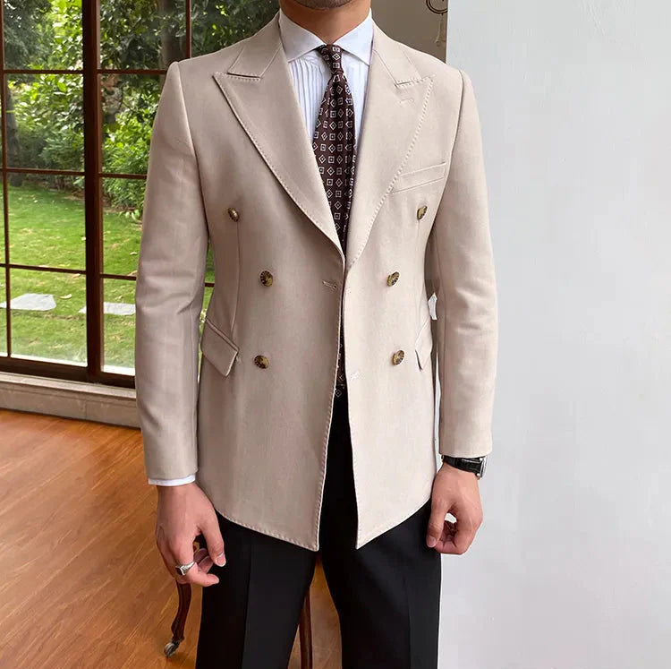 Beige Double Breasted Blazer by Italian Vega®