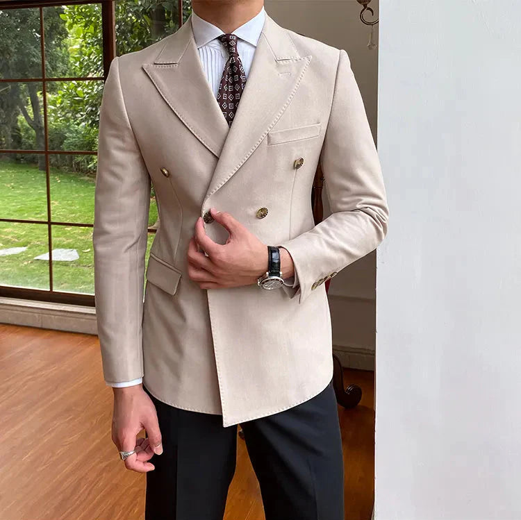 Beige Double Breasted Blazer by Italian Vega®