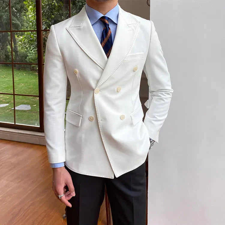 White Double Breasted Blazer by Italian Vega®