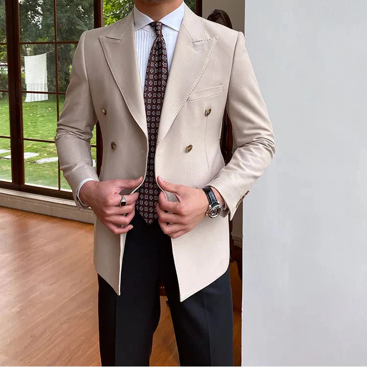 Beige Double Breasted Blazer by Italian Vega®