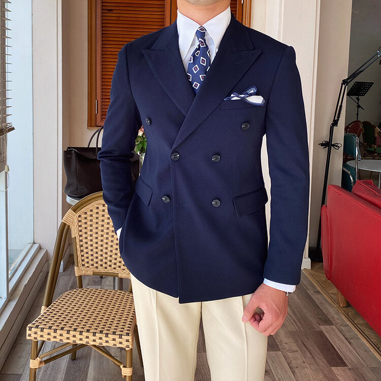 Navy Double Breasted Blazer by Italian Vega®