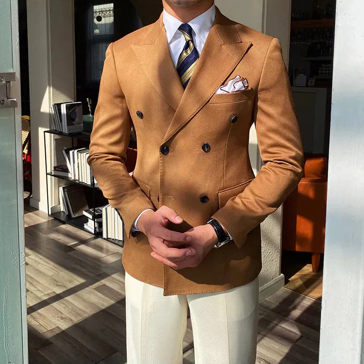 Camel Double Breasted Blazer by Italian Vega®