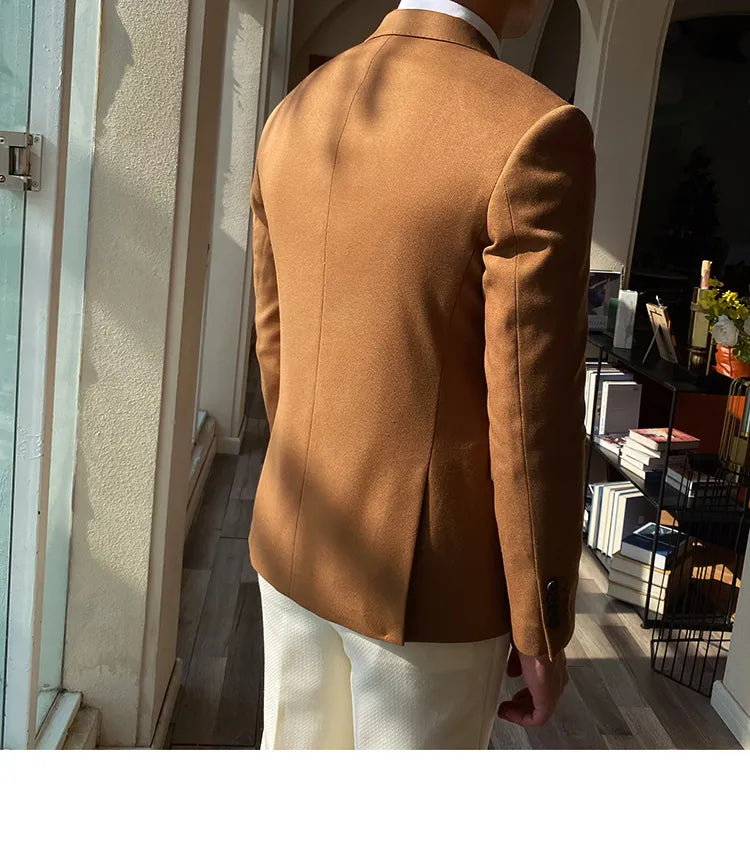 Camel Double Breasted Blazer by Italian Vega®