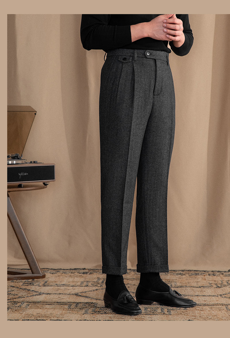 Grey Elegant Wool Gurkha Pants by Italian Vega® (Winter Edition)