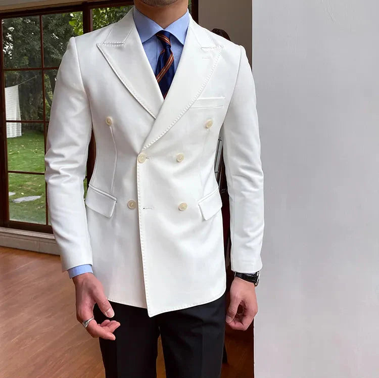 White Double Breasted Blazer by Italian Vega®