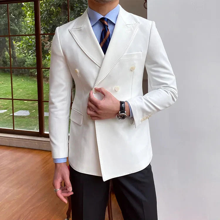 White Double Breasted Blazer by Italian Vega®