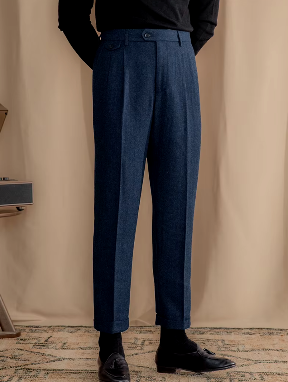 Blue Elegant Wool Gurkha Pants by Italian Vega®