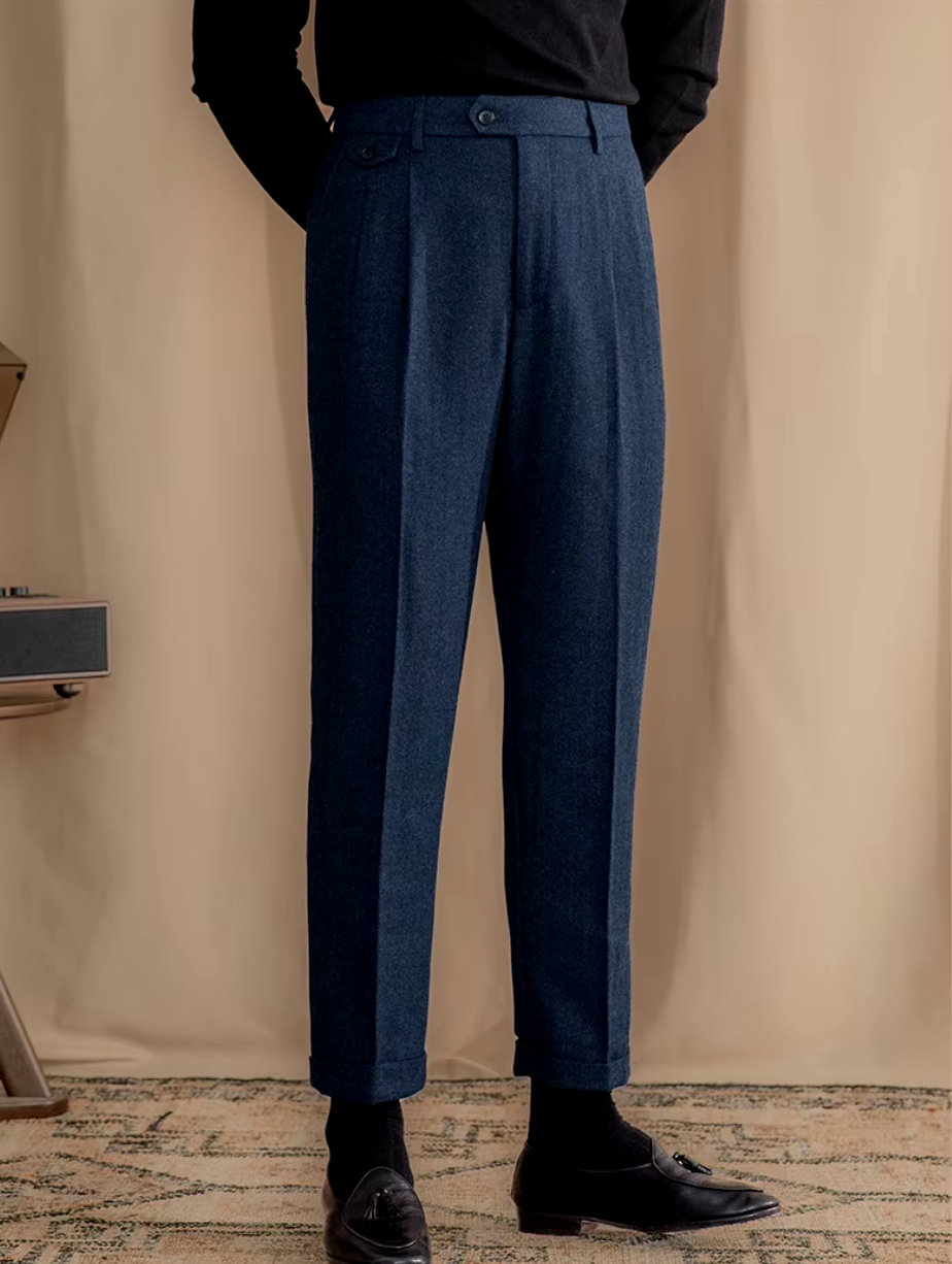 Blue Signature Flap Herringbone Gurkha Pants by Italian Vega®