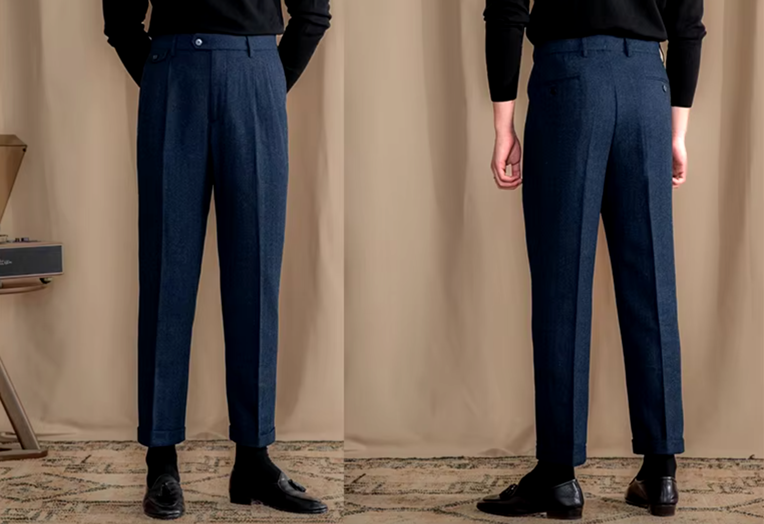 Blue Signature Flap Herringbone Gurkha Pants by Italian Vega®