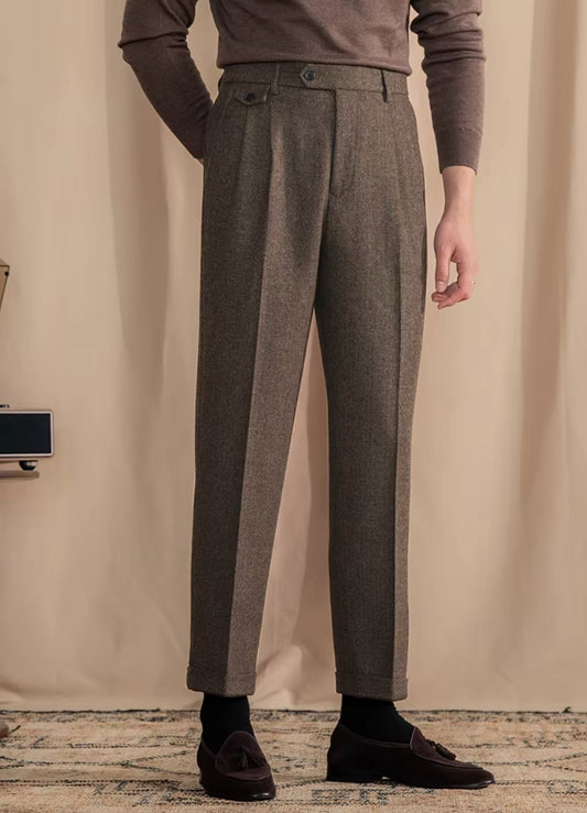 Khakhi Elegant Wool Gurkha Pants by Italian Vega® (Winter Edition)