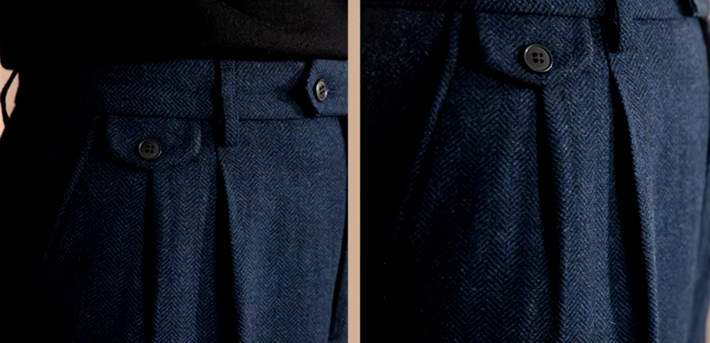 Blue Signature Flap Herringbone Gurkha Pants by Italian Vega®