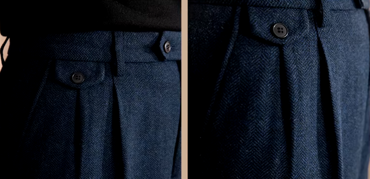 Blue Elegant Wool Gurkha Pants by Italian Vega®