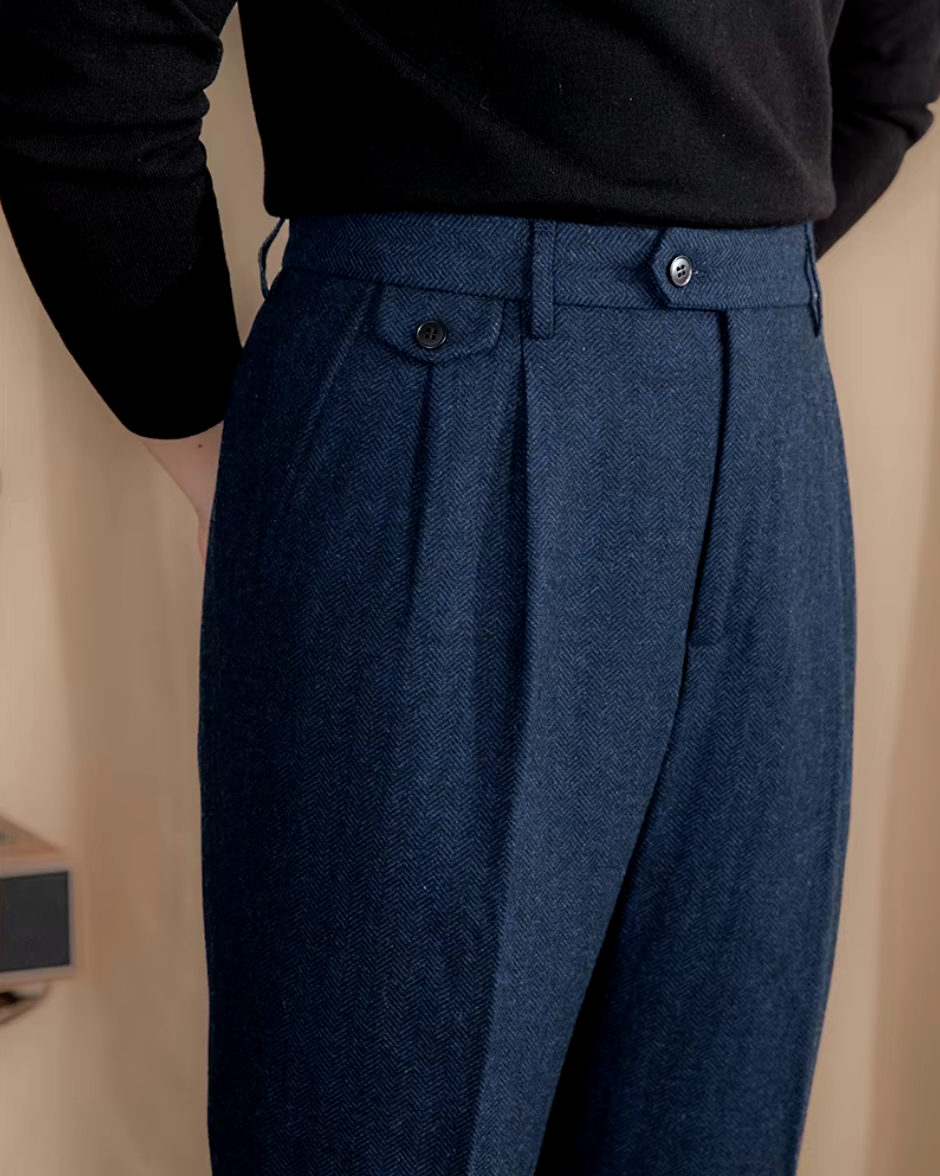 Blue Signature Flap Herringbone Gurkha Pants by Italian Vega®