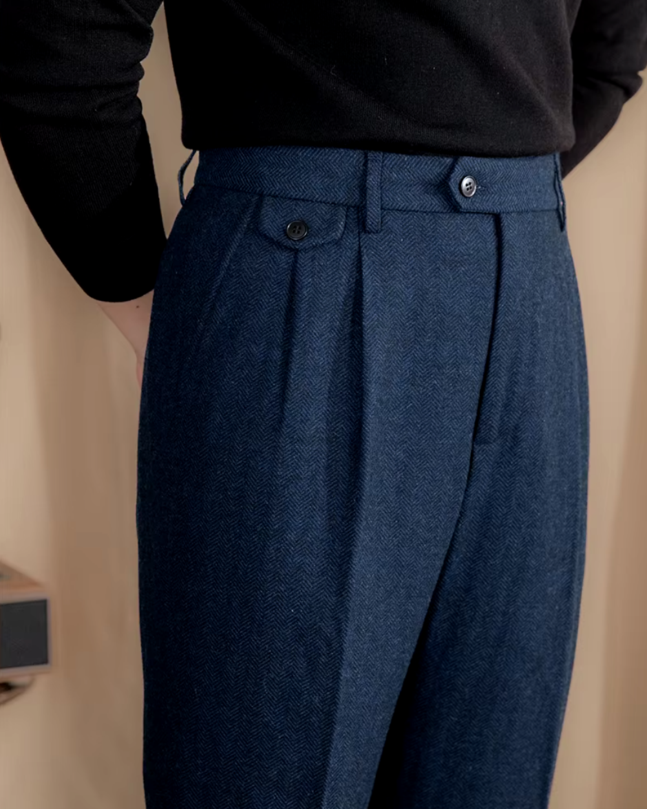 Blue Elegant Wool Gurkha Pants by Italian Vega®