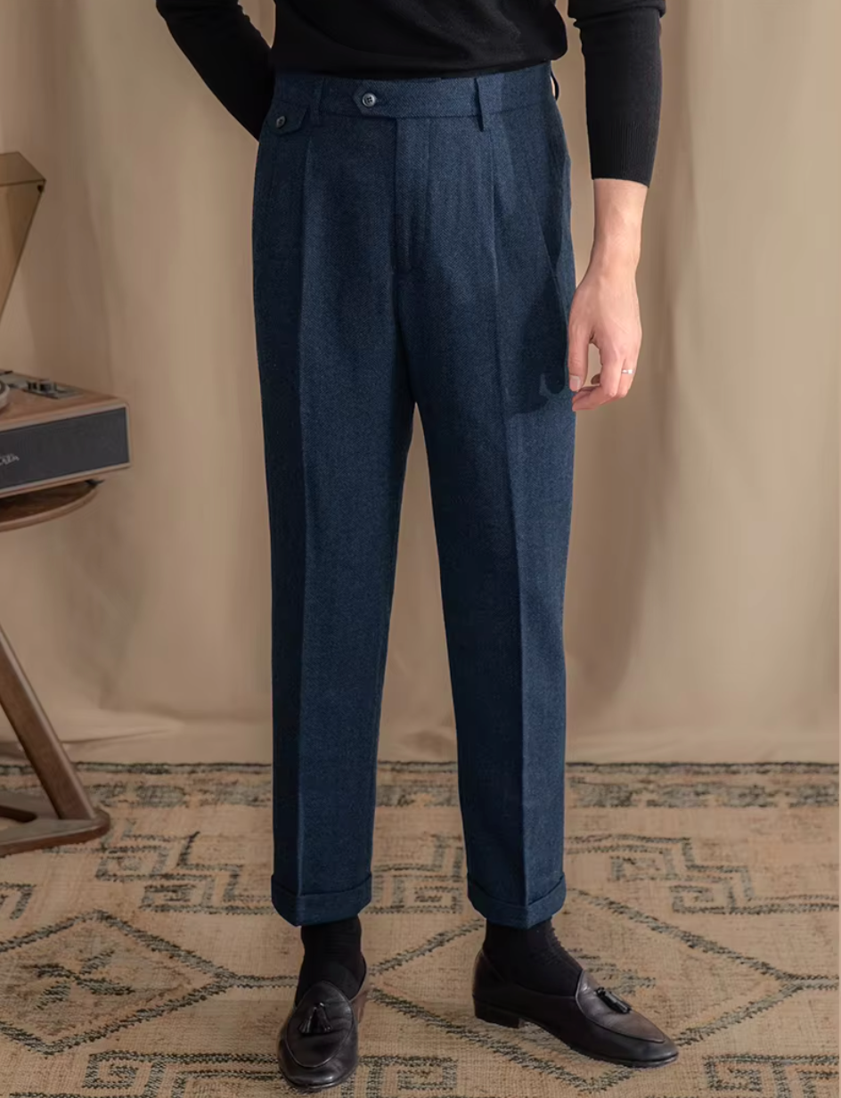 Blue Elegant Wool Gurkha Pants by Italian Vega®