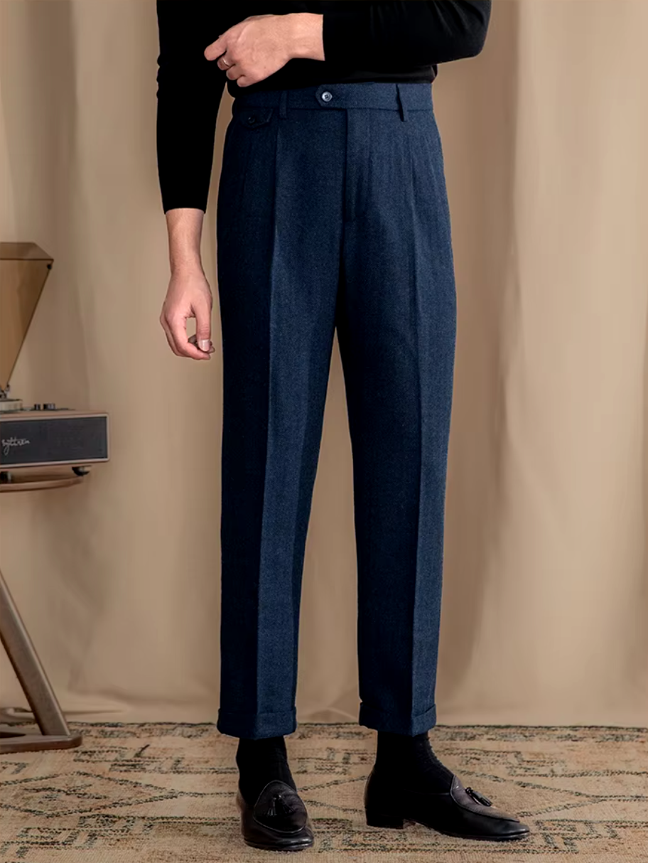 Blue Elegant Wool Gurkha Pants by Italian Vega®