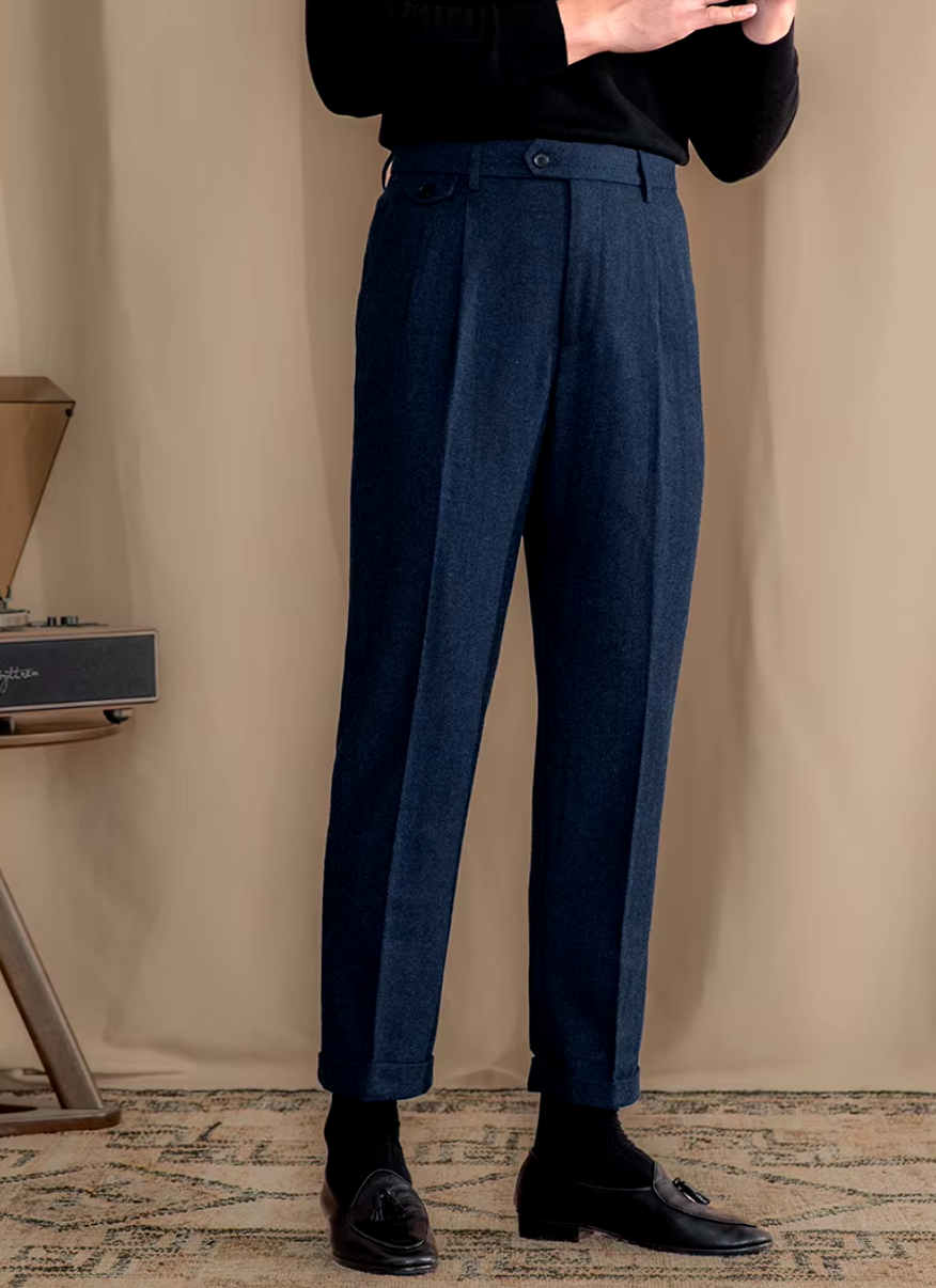 Blue Elegant Wool Gurkha Pants by Italian Vega®