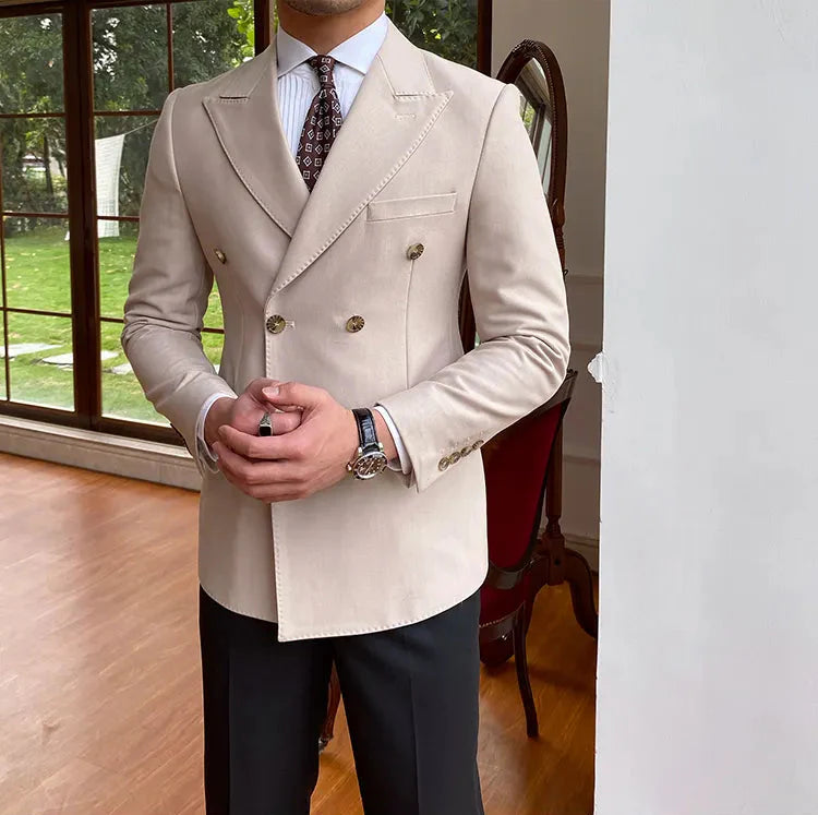 Beige Double Breasted Blazer by Italian Vega®