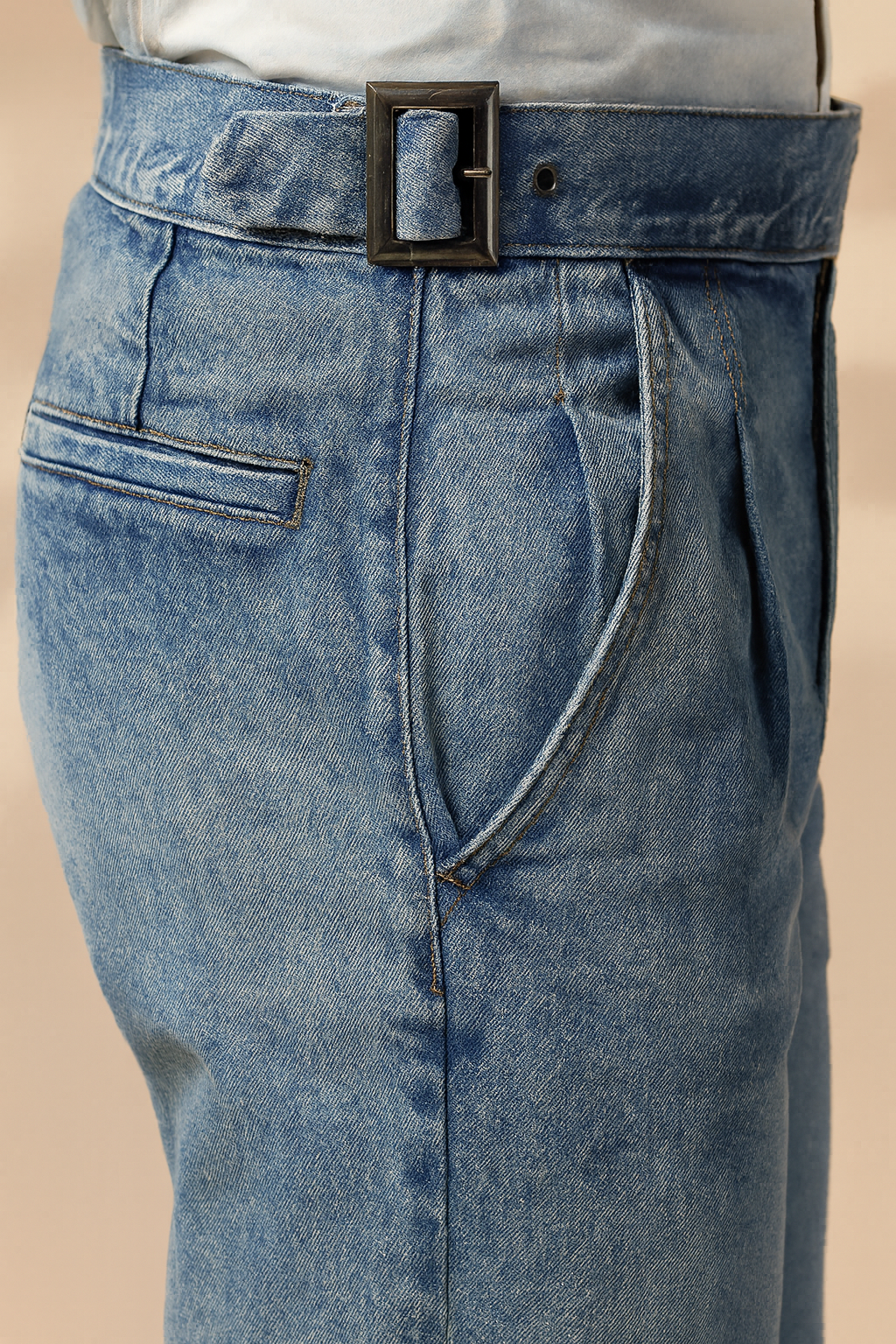 Sky Denim Classic Buckle Gurkha Trouser Pants | Boot Cut Fit by Italian Vega®