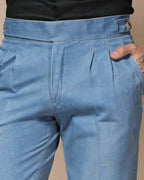 Sky Denim Classic Button Gurkha Trouser Pants | Boot Cut Fit by Italian Vega®