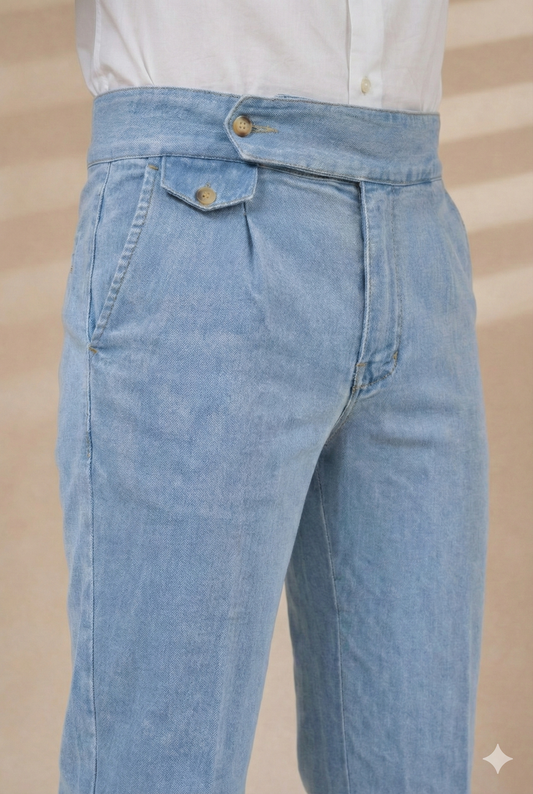 Sky Denim Signature Flap Gurkha Trouser Pants | Boot Cut Fit by Italian Vega®