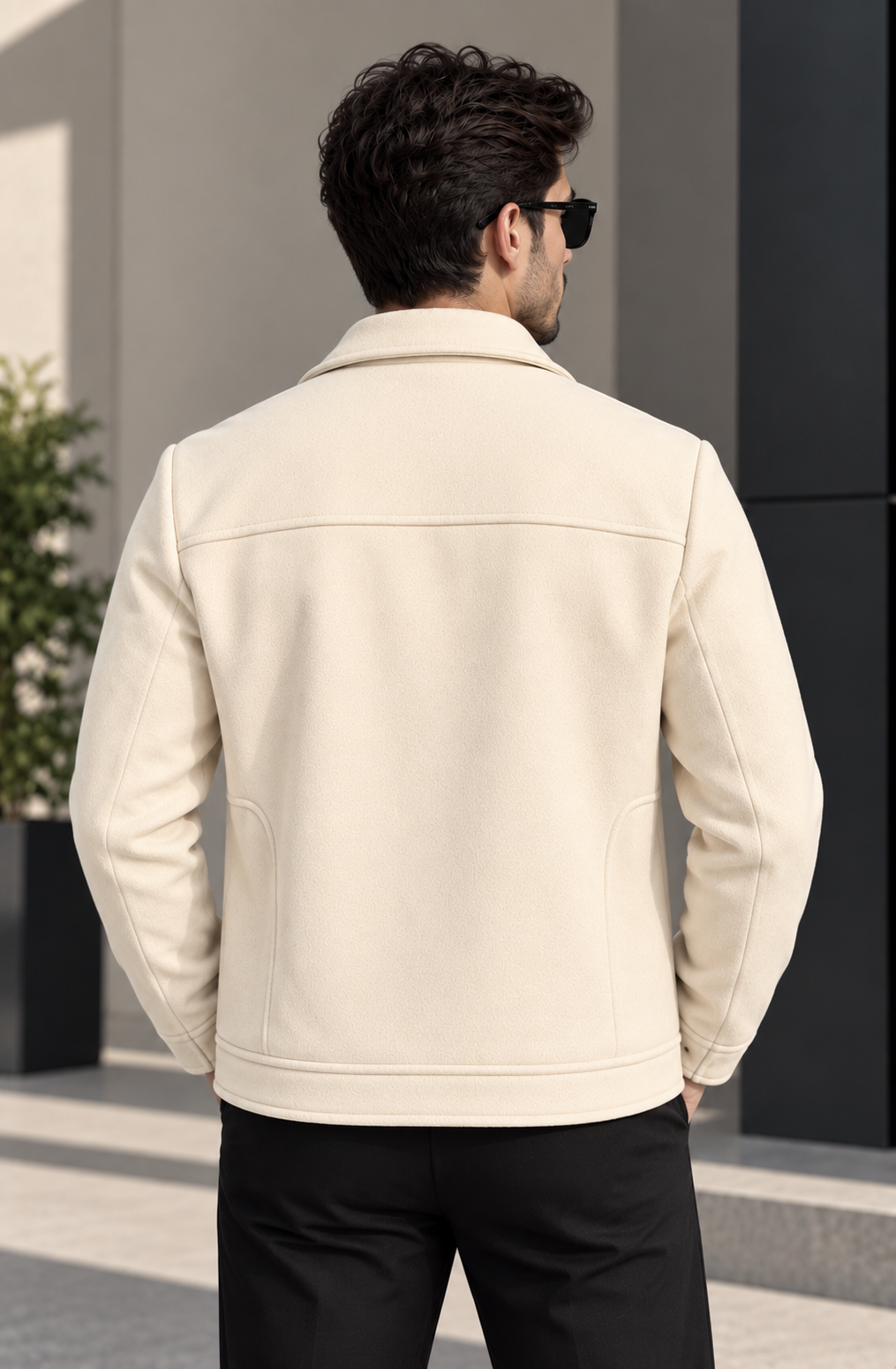 Sleek Beige Wool Coach Jacket by ITALIAN VEGA®