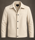 Sleek Beige Wool Coach Jacket by ITALIAN VEGA®