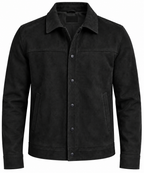 Sleek Black Suede Snap-Button Jacket by ITALIAN VEGA®