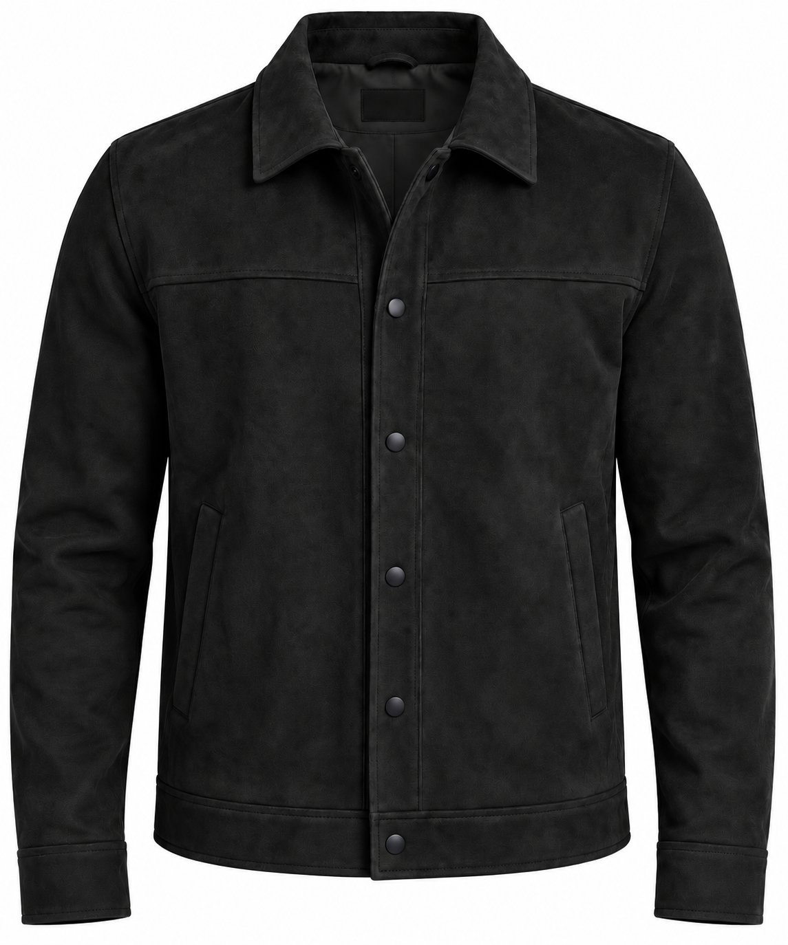 Sleek Black Suede Snap-Button Jacket by ITALIAN VEGA®