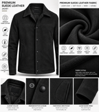Sleek Black Suede Snap-Button Jacket by ITALIAN VEGA®