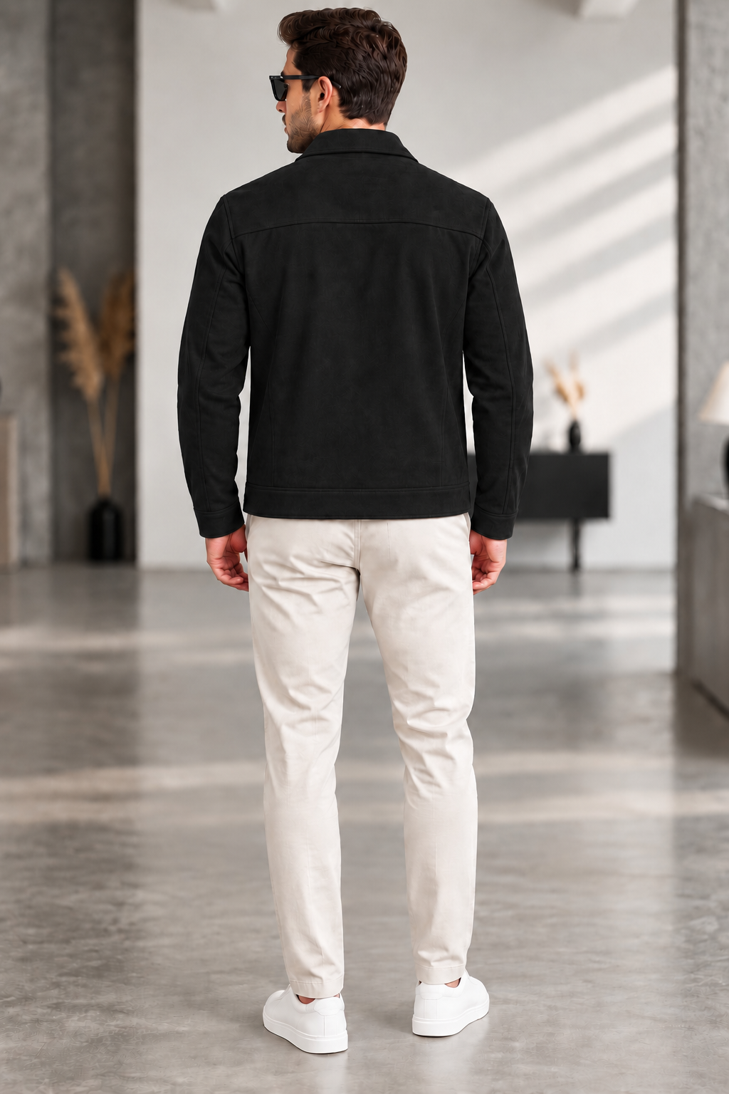 Sleek Black Suede Snap-Button Jacket by ITALIAN VEGA®