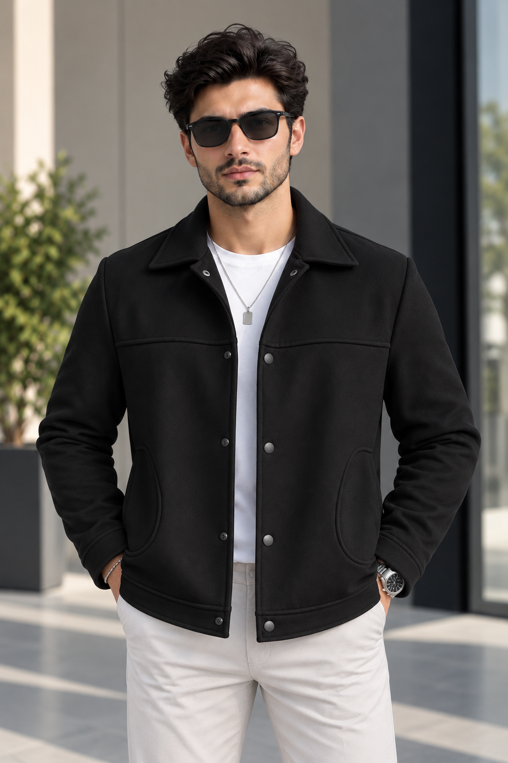 Sleek Black Wool Coach Jacket by ITALIAN VEGA®