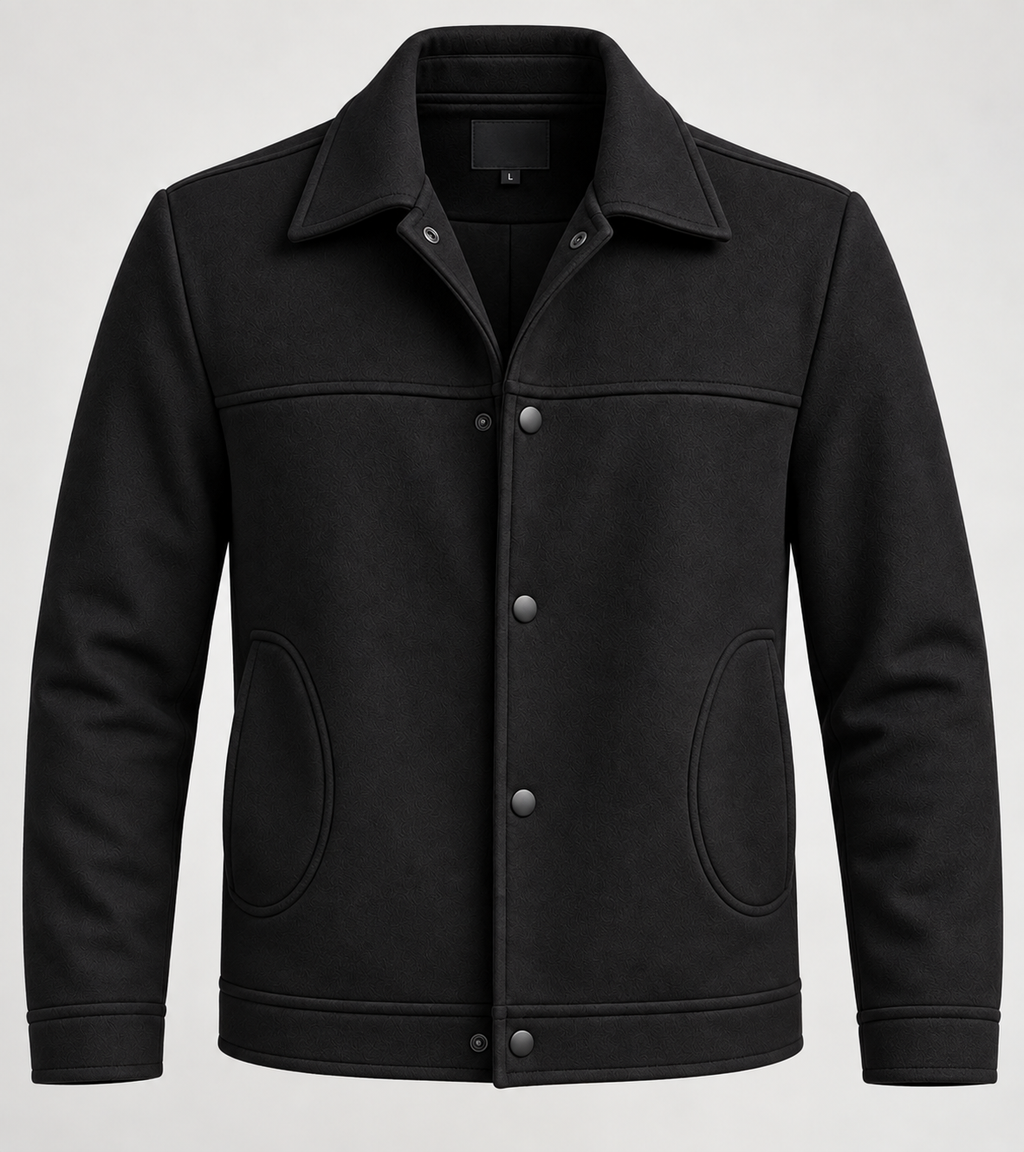 Sleek Black Wool Coach Jacket by ITALIAN VEGA®