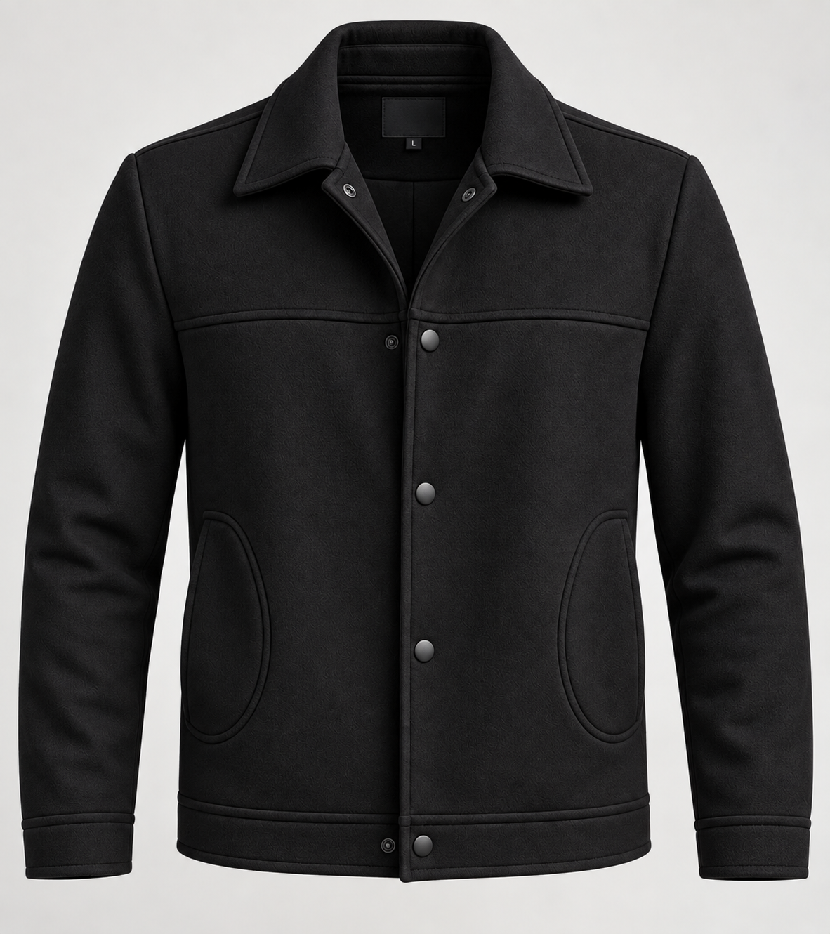 Sleek Black Wool Coach Jacket by ITALIAN VEGA®