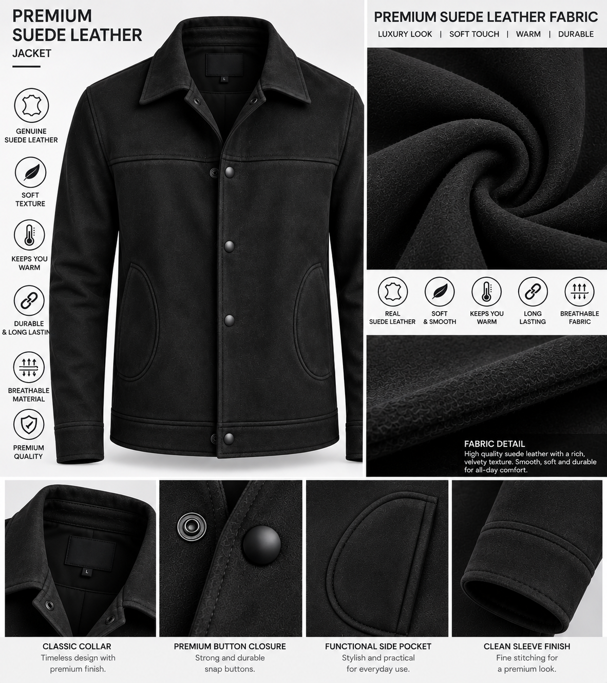 Sleek Black Wool Coach Jacket by ITALIAN VEGA®