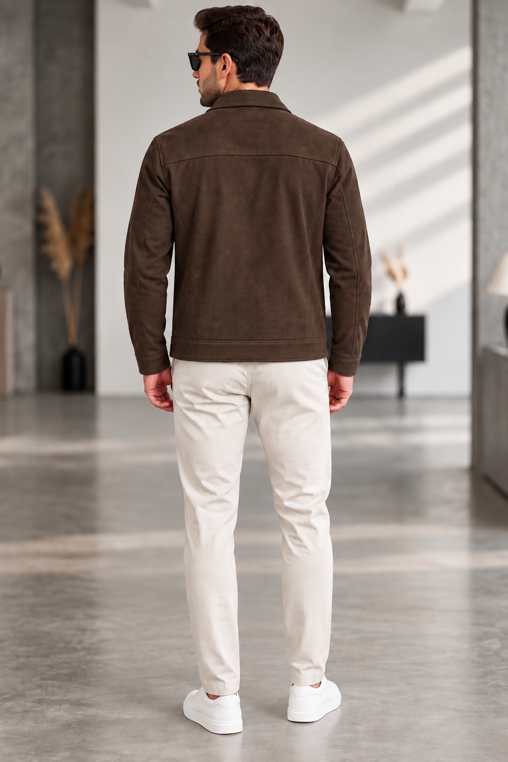 Sleek Brown Suede Snap-Button Jacket by ITALIAN VEGA®