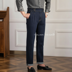 Space Blue Denim Signature Buttoned Gurkha Trouser Pants for Men by Italian Vega® (Limited Edition)