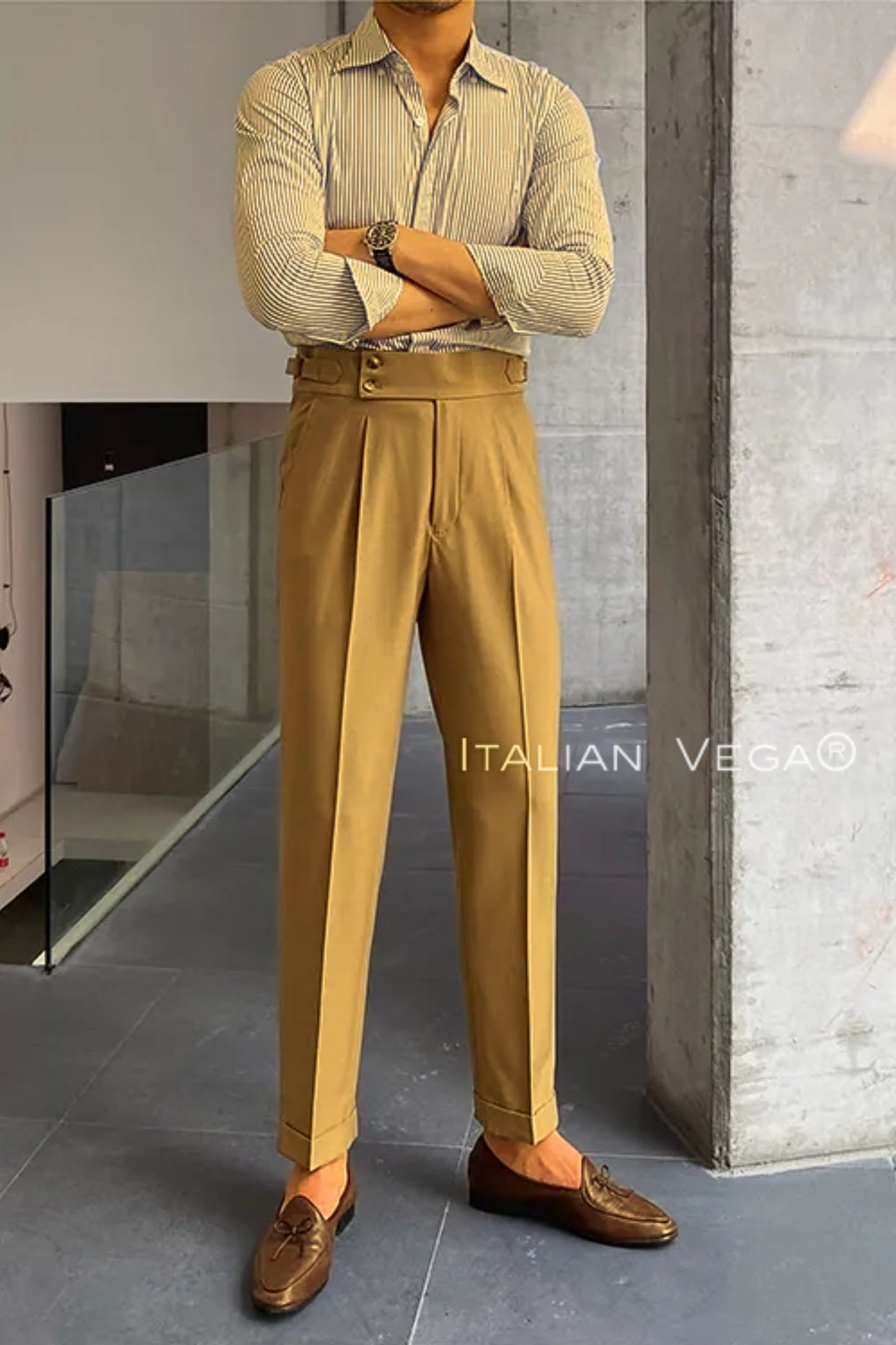 Camel Signature Buttoned Formal Gurkha Pants by ITALIAN VEGA®