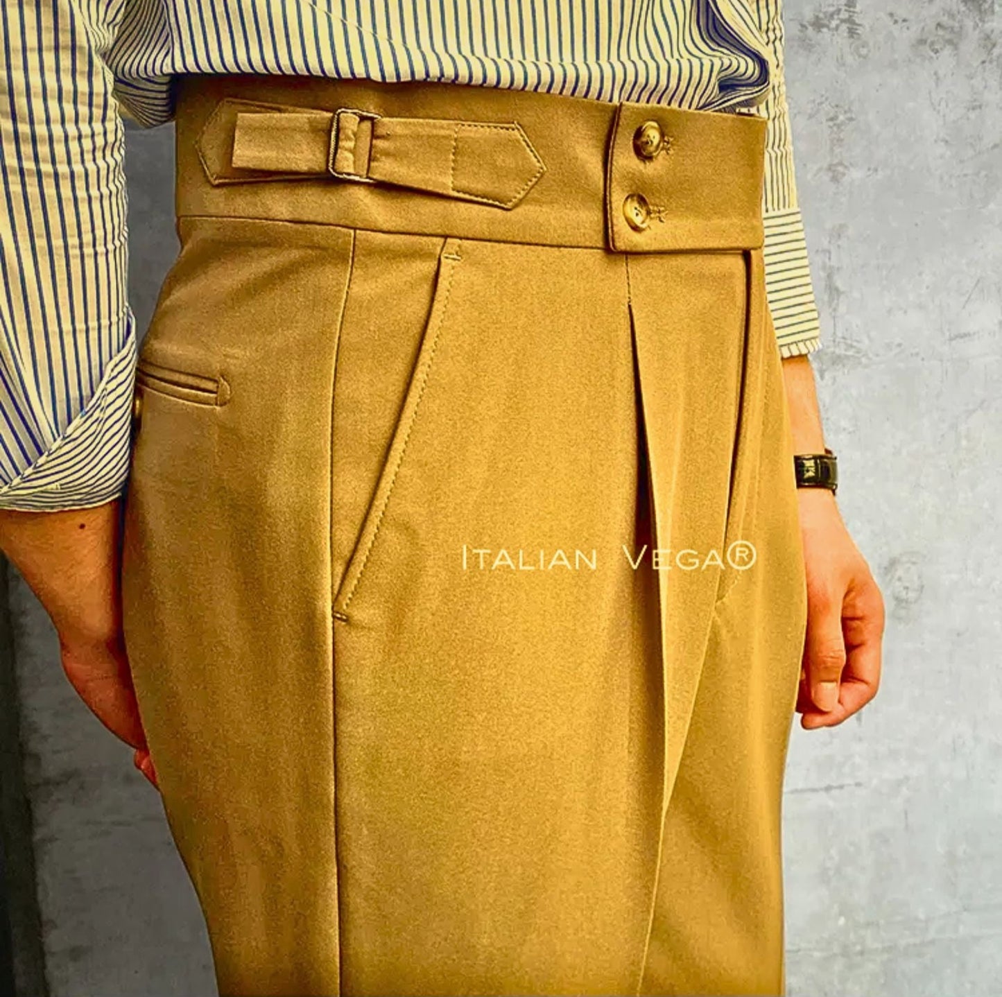 Camel Signature Buttoned Formal Gurkha Pants by ITALIAN VEGA®