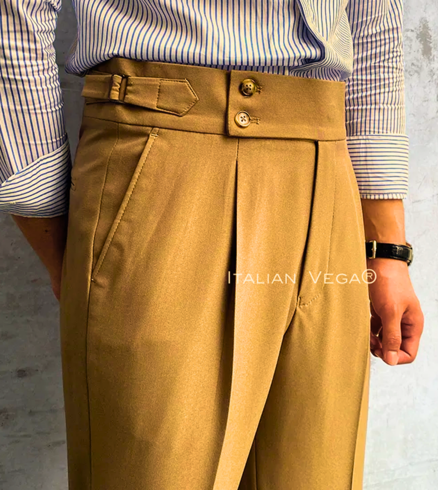 Camel Signature Buttoned Formal Gurkha Pants by ITALIAN VEGA®