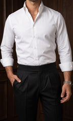 Black Classic Button Gurkha Pant × Ivory White Button Down Shirt