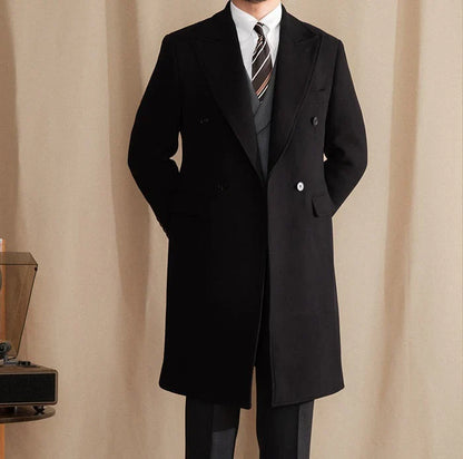 Kingsman Black Double Breasted Over Coat by Italian Vega® (Winter Special)