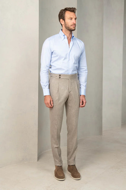 Beige Signature Flannel Gurkha Pants by Italian Vega® (Winter Warm)