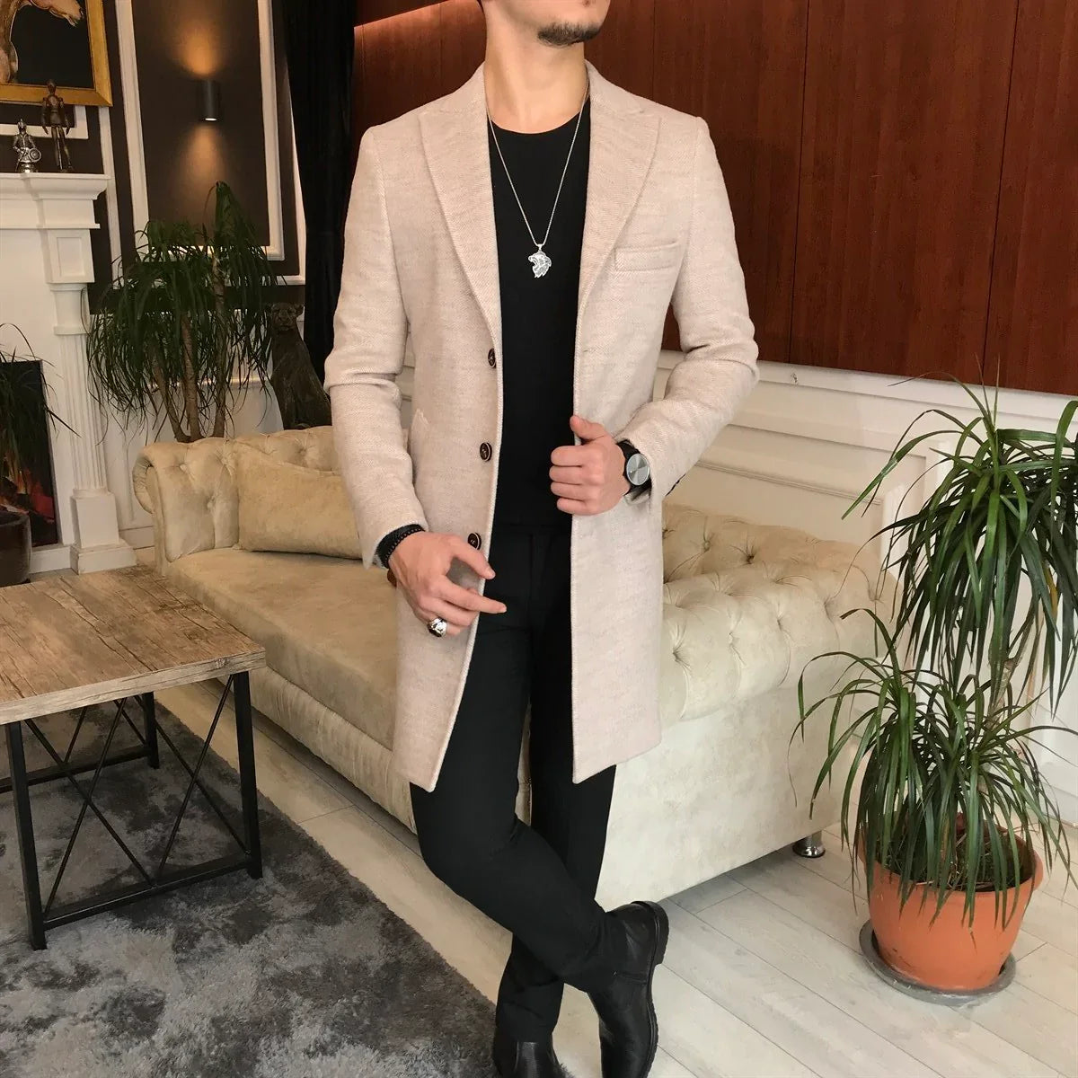 Charleston Beige Wool Blend Over Coat by Italian Vega® (Winter Special)