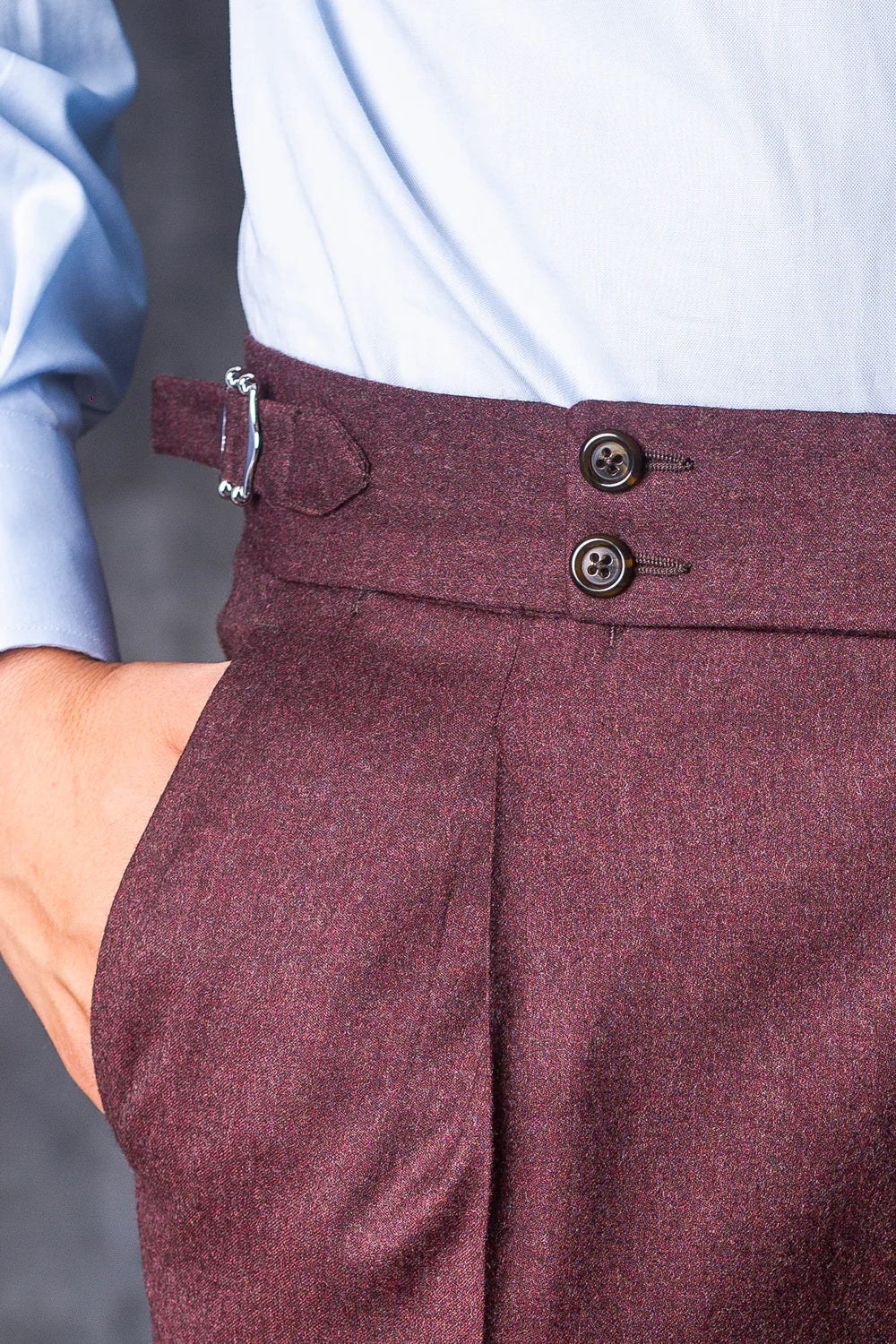 Burgundy Signature Flannel Gurkha Pants by Italian Vega®