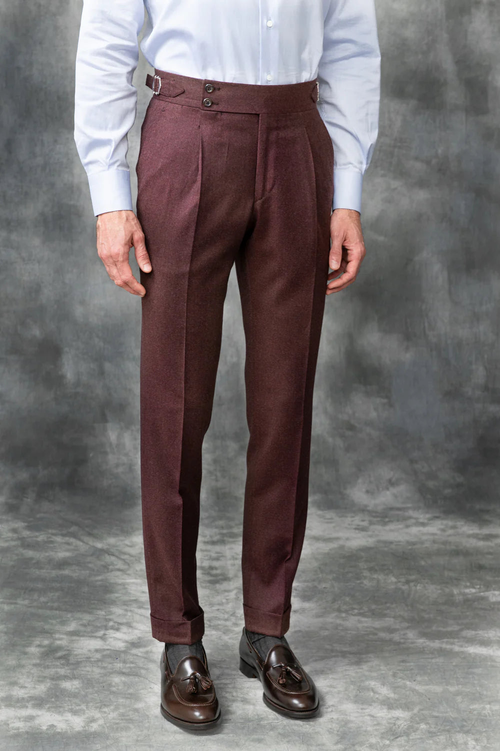 Burgundy Signature Flannel Gurkha Pants by Italian Vega®