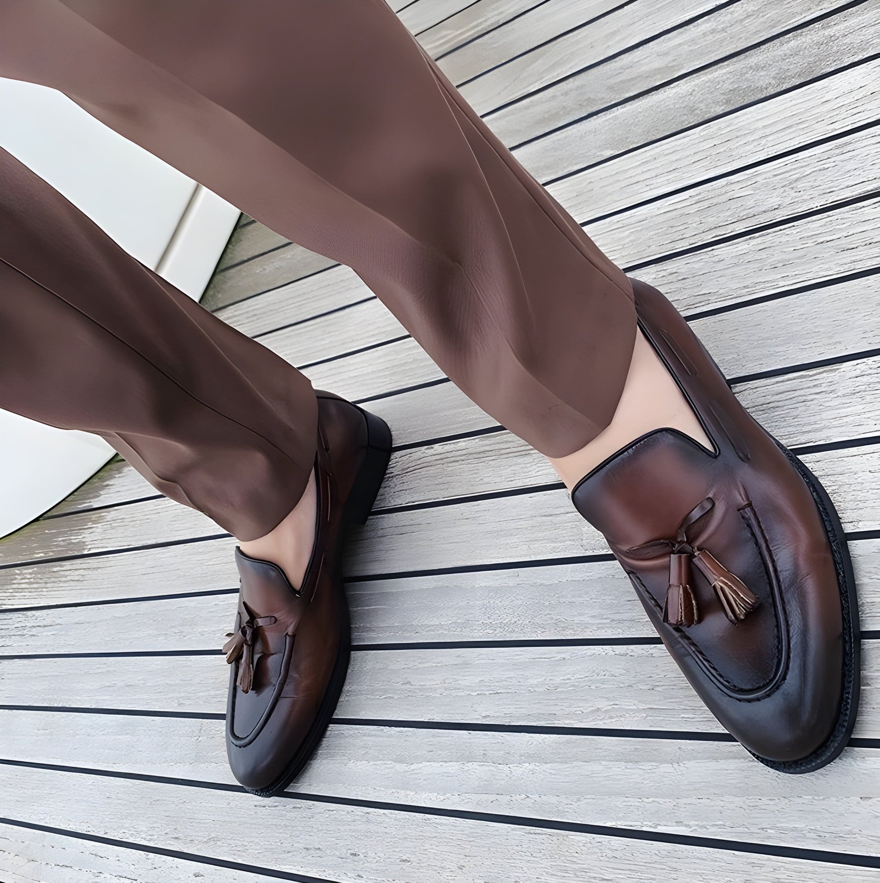 British Style Light Brown Men Formal Pants