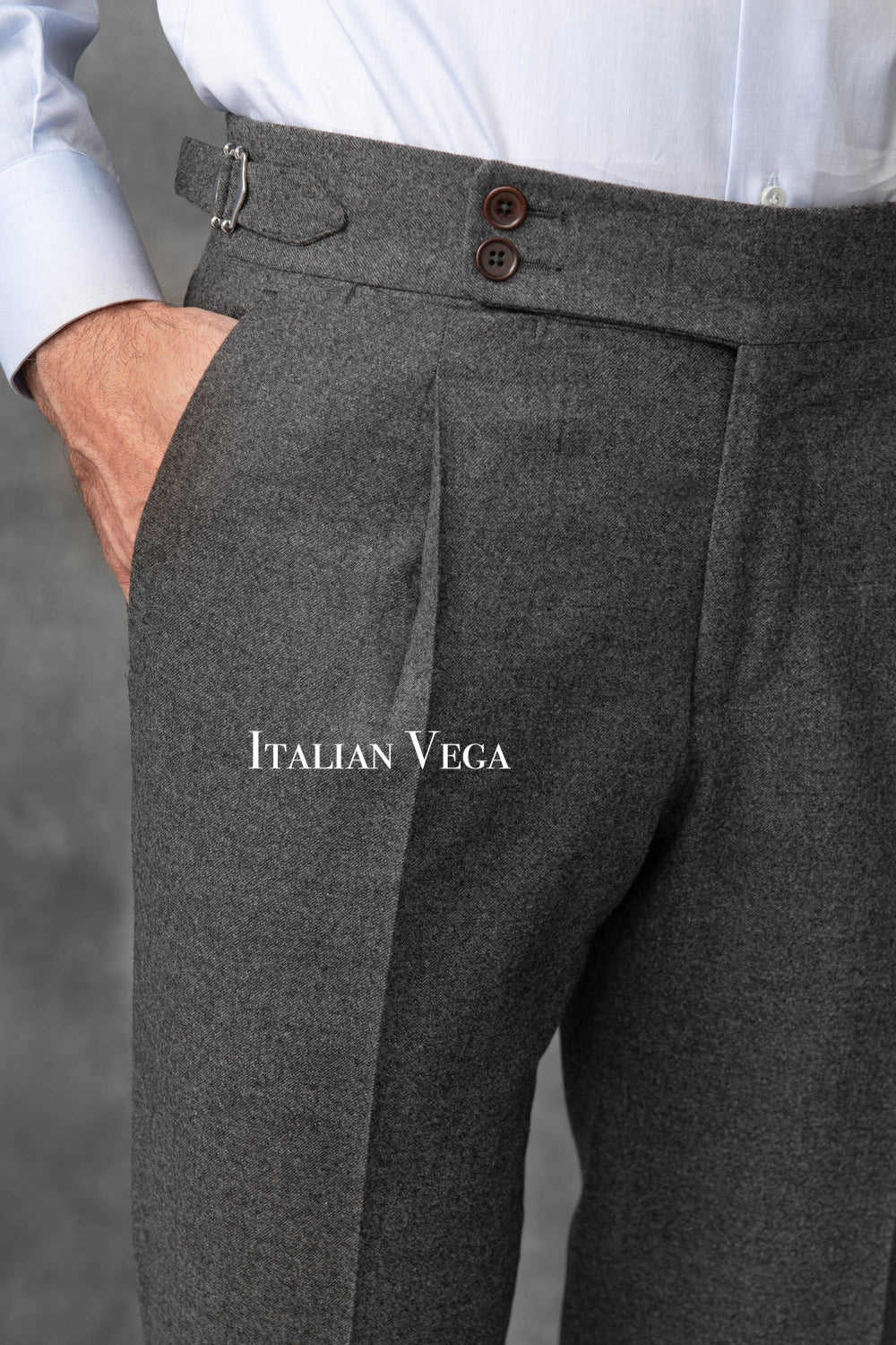 Anthracite Signature Flannel Gurkha Pants by Italian Vega® [Winter Edition]